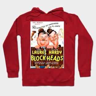 Block-Heads Vintage Laurel and Hardy Movie Poster Print Hoodie
